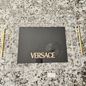 Clear Acrylic Vanity/Serving Tray with Gold Handles